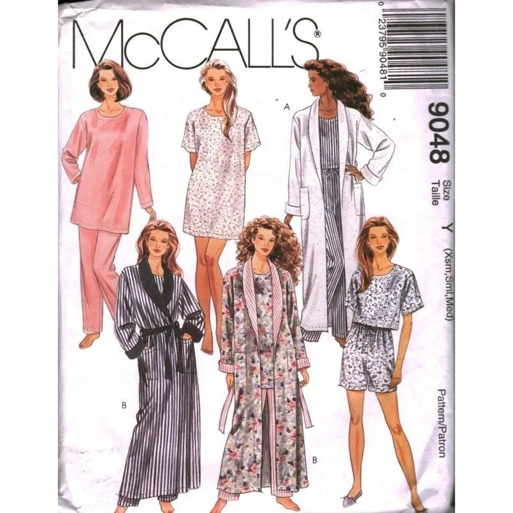 Vintage 1997‎ McCalls 9048 Sewing Pattern Misses Robe Tunic Top Pants Shorts